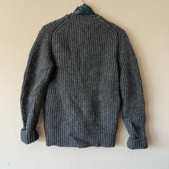 Frapp Rib Knit Wool Pullover LARGE Gray - Picture 4 of 5